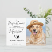 Faire-part Chien d'honneur Photo de mariage moderne pour anim (Debout devant)