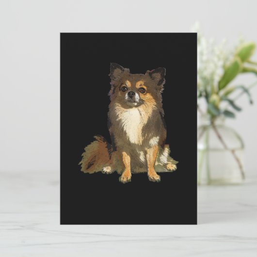 Faire-part Chien graphique long Haired Chihuahua mignon (Debout devant)