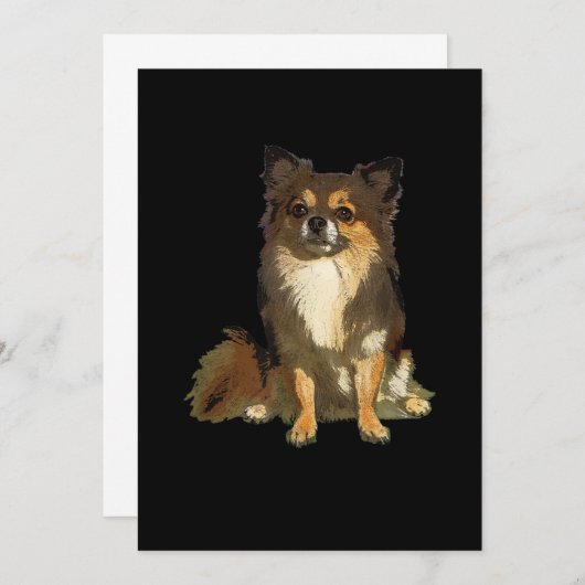 Faire-part Chien graphique long Haired Chihuahua mignon (Devant / Derrière)