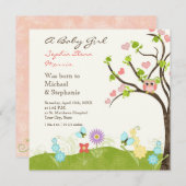 Faire-part Chouette mignonne à lunettes de soleil Arbre de vi (Devant / Derrière)