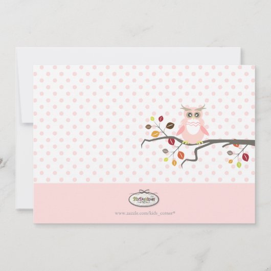 Faire-part Chouette rose PixDezines/do-it-yourself couleur ac (Dos)