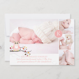 Faire-part Chouette rose PixDezines/do-it-yourself couleur ac