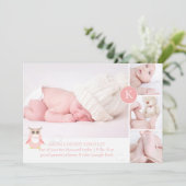 Faire-part Chouette rose PixDezines/do-it-yourself couleur ac (Debout devant)