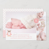 Faire-part Chouette rose PixDezines/do-it-yourself couleur ac (Devant / Derrière)