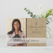 Faire-part chrétien de photo d'obtention du (Debout devant)