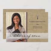 Faire-part chrétien de photo d'obtention du (Devant / Derrière)