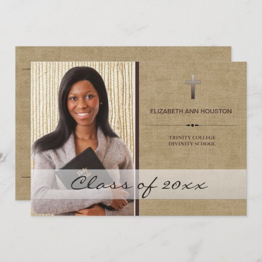 Faire-part chrétien de photo d'obtention du (Devant / Derrière)