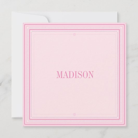 Faire-part Christening Baptême Nommer rose Simple Ann moderne (Dos)