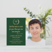 Faire-part Christian Bible Verse Photo Green Graduation (Debout devant)
