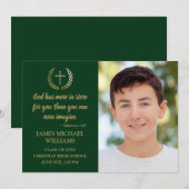 Faire-part Christian Bible Verse Photo Green Graduation (Devant / Derrière)