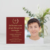 Faire-part Christian Bible Verse Photo Maroon Boy Graduation (Debout devant)