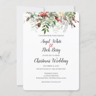 Faire-part Christmas Greens/Snowflakes/Holiday Mariage Announ