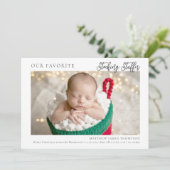 Faire-part Christmas Stocker Stuffer Modern Funny Photo Baby (Debout devant)