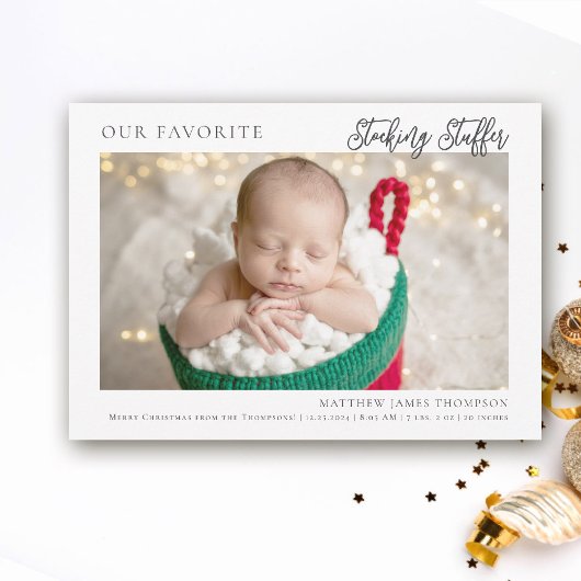 Faire-part Christmas Stocker Stuffer Modern Funny Photo Baby