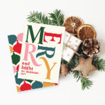 Faire-part Chritsmas vintages colorés<br><div class="desc">Carte vintage colorée typographie joyeux chritsmas carte. Une partie d'une collection de vacances audacieuse et amusante.</div>