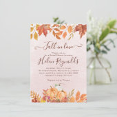 Faire-part Chute en amour Boho Automne Citrouille Fête des ma (Debout devant)