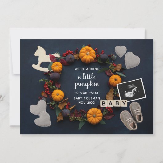 Faire-part Chute Thanksgiving Citrouille Grossesse Révéler bé (Devant)