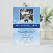 Faire-part Ciel bleu moderne Photo Funérailles commémoratives (Debout devant)