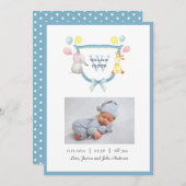 Faire-part Cimetière Monogramme mignonne avec animaux Garçon  (Devant / Derrière)