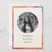 Faire-part Circle Photo Bordure colorée Graduation moderne (Devant)