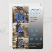 Faire-part Citation Bleu foncé à clair 3 Photo Graduation Mod (Devant)