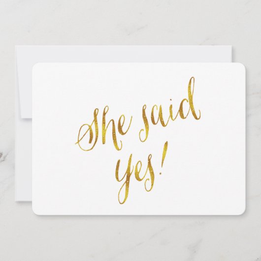 Faire-part Citation Elle A Dit Oui Design Métallisé Faux Or (Devant)
