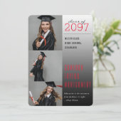 Faire-part Citation Rouge foncé à clair 3 Photo Moderne Gradu (Debout devant)