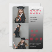 Faire-part Citation Rouge foncé à clair 3 Photo Moderne Gradu (Devant)