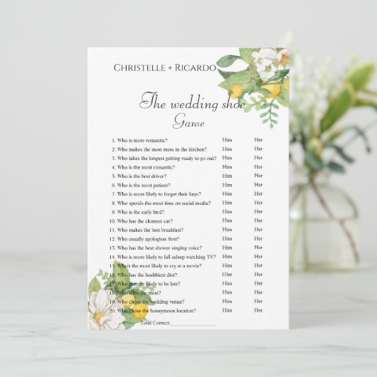 Faire-part Citron jeu de chaussures mariage, jeu de partie de (Debout devant)