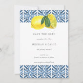 Faire-part Citrons Bleus Méditerranéens Siciliens Sauvez La D (Devant)