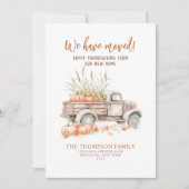 Faire-part Citrouille Camion Thanksgiving Nous avons déménagé (Devant)