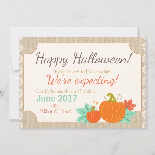 Faire-part Citrouille de grossesse d'Halloween (Devant)