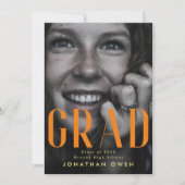 Faire-part Clair Orange Jaune Lycée Classe (Devant)