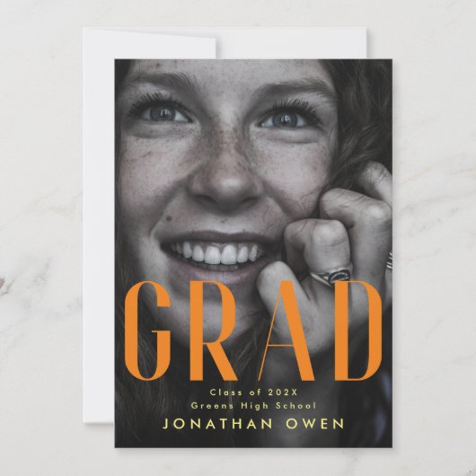 Faire-part Clair Orange Jaune Lycée Classe (Devant)