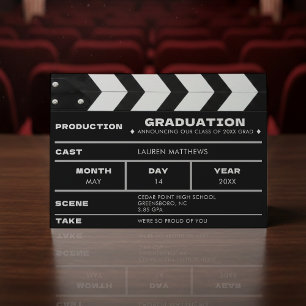 Faire-part Clap de cinéma de fin d'études
