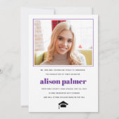 Faire-part Class of 2026 GRADUATE minimalist purple photo (Dos)