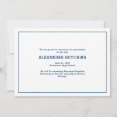 Faire-part Class of 2026 Navy Blue Modern Bold Photo Grad (Dos)