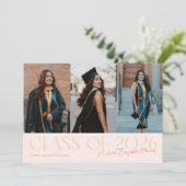 Faire-part Class of 2026 Script Name Peach Grad Photo (Debout devant)