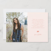 Faire-part Class of 2026 Script Name Peach Grad Photo (Dos)