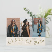 Faire-part Class of 2026 Typography Grad Photo Cream (Debout devant)