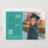 Faire-part Classe 2022 Typographie moderne Green Photo Gradua (Devant)