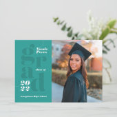 Faire-part Classe 2022 Typographie moderne Green Photo Gradua (Debout devant)