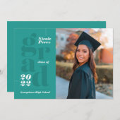 Faire-part Classe 2022 Typographie moderne Green Photo Gradua (Devant / Derrière)
