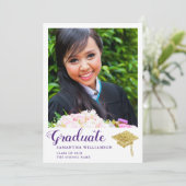 Faire-part Classe blanche et violette de la photo 2025 Gradua (Debout devant)