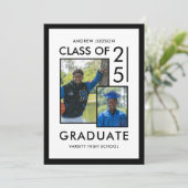 Faire-part Classe Blanche Moderne De 25 Diplôme Photo (Debout devant)