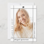 Faire-part Classe blanche moderne de photo de graduation 2025 (Devant)