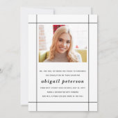 Faire-part Classe blanche moderne de photo de graduation 2025 (Dos)