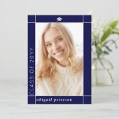 Faire-part Classe bleu marine moderne de 2025 graduation phot (Debout devant)