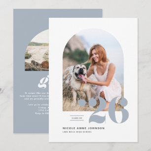 Faire-part Classe Bleu Poussière 2026 Photo d'Arche Graduatio