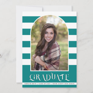 Faire-part Classe bleue turquoise de 2023 Arch photo graduati
